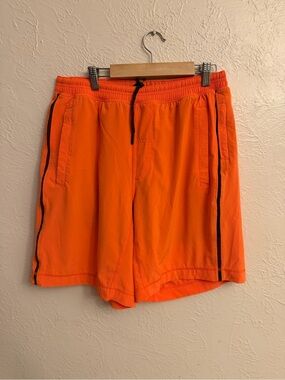 lululemon athletica Men's Bright Orange Athletic Shorts with Black Trim